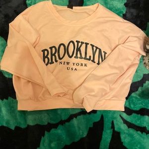 Light pink and blue cropped long sleeves